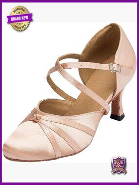 Closed Toe Dance Heels Comfortable Ballroom Pumps Suede Sole